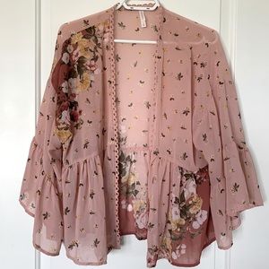 Dusty Rose Floral Print Shawl